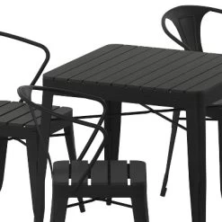 Merrick Lane Five Piece Indoor-Outdoor Dining Table And Chairs Set With 31.5" Square Table And 4 Metal Chairs In Black -Outdoor Comfort Deals Store GUEST d5079169 7392 43f1 bb58 1f15b26fcb75