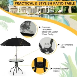 Costway 6 PCS Patio Dining Set Folding Chairs Glass Table Tilt Umbrella Garden -Outdoor Comfort Deals Store GUEST d545f2e6 f727 4384 aea9 d9a25c14b0c9