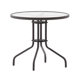 Flash Furniture Bellamy 31.5'' Round Tempered Glass Metal Table -Outdoor Comfort Deals Store GUEST d5ce2ad8 f6d7 4268 8d19 d57343569391