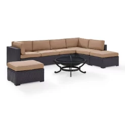 Biscayne 6pc Outdoor Wicker Sectional Set With Fire Pit - Crosley -Outdoor Comfort Deals Store GUEST d603e156 a1f3 4d35 876b 972f6f18bdbf