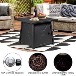 Costway 9PCS Patio Rattan Furniture Set Fire Pit Space-saving W/ Cushion Cover -Outdoor Comfort Deals Store GUEST d60a9c6d 1bf2 4041 b18c 04e5e04bb39b
