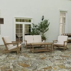 Merrick Lane All-Weather Poly Resin Wood Two Tiered Adirondack Slatted Coffee Conversation Table -Outdoor Comfort Deals Store GUEST d6665dde 1036 4d49 b3c6 0a351d9d4135