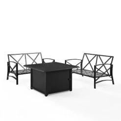 Kaplan 3pc Outdoor Conversation Set With Fire Table & 2 Loveseats - Oatmeal - Crosley -Outdoor Comfort Deals Store GUEST d67c39be c0f7 4240 b315 80040d4aa650