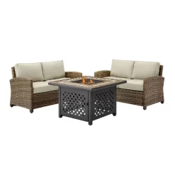 Crosley 3pc Bradenton Steel Outdoor Patio Fire Pit Furniture Set With Two Loveseats Tan/Brown -Outdoor Comfort Deals Store GUEST d69f95d5 d359 4f29 b3f5 7aa6b0a17c39
