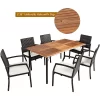 Costway 7PCS Patio Rattan Dining Set Table Top W/Umbrella Hole