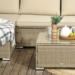 Outsunny 3 Piece Patio Furniture Set, Rattan Outdoor Sofa Set With Chaise Lounge & Loveseat, Soft Cushions, Storage, Table, Sectional Couch, Khaki 7 Outsunny 3 Piece Patio Furniture Set, Rattan Outdoor Sofa Set With Chaise Lounge & Loveseat, Soft Cushions, Storage, Table, Sectional Couch, Khaki -Outdoor Comfort Deals Store GUEST d7151ef0 f37c 4413 b083 0050027c2b4e