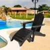 Costway HDPE Patio Adirondack Chair & Folding Footrest Set All-Weather Outdoor WhiteBlackGreyTurquoise