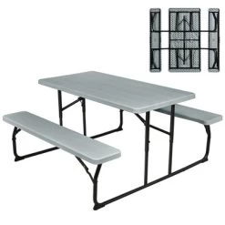 Costway Folding Picnic Table & Bench Set For Camping BBQ W/ Steel Frame White/Balck -Outdoor Comfort Deals Store GUEST d83bf888 4088 48aa bc23 16dd3c0b8a6d