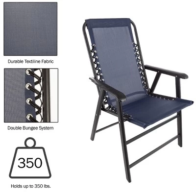 Pure Garden Folding Lounge Chairs – Portable Camping Or Lawn Chairs, Navy, Set Of 2 2 Pure Garden Folding Lounge Chairs – Portable Camping Or Lawn Chairs, Navy, Set Of 2 - Image 2