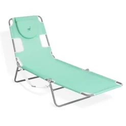 Ostrich Chaise Lounge Outdoor Portable Folding 4-Position Recliner Chair For Beach, Patio, Camp, & Pool With Carrying Strap, Teal (4 Pack)