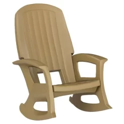 Semco Rockaway Heavy-Duty Outdoor Rocking Chair W/Low Maintenance All-Weather Porch Rocker & Easy Assembly For Deck And Patio, Taupe (3 Pack)