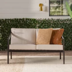 Saracina Home Mid-Century Modern Slatted Acacia Outdoor Bench With Cushions -Outdoor Comfort Deals Store GUEST daeed682 59e3 4c9a a7b0 16c1980bb39e