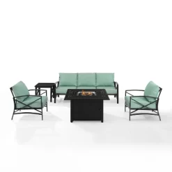 Kaplan 5pc Outdoor Sofa Set With Fire Table - Mist - Crosley -Outdoor Comfort Deals Store GUEST db6869d5 1917 4e02 b2b5 1f6080b11581