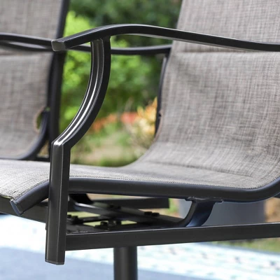 2pk Steel Patio 360 Swivel Padded Arm Chairs With Sling Seat & Back - Captiva Designs 3 2pk Steel Patio 360 Swivel Padded Arm Chairs With Sling Seat & Back - Captiva Designs - Image 3