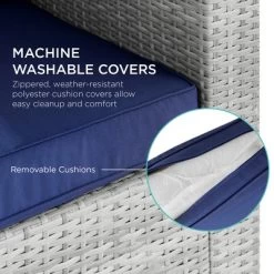 Best Choice Products 2-Person Outdoor Patio Loveseat Wicker Sofa Couch Furniture Set W/ 2 Accent Pillows - Gray/Navy -Outdoor Comfort Deals Store GUEST dd3b8b00 9ebe 4f02 b3cf 406ca31220a5