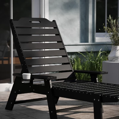 Emma And Oliver Set Of 2 Poly Resin Adjustable Adirondack Lounger With Swivel Cup Holder For Indoor/Outdoor Use 4 Emma And Oliver Set Of 2 Poly Resin Adjustable Adirondack Lounger With Swivel Cup Holder For Indoor/Outdoor Use - Image 4