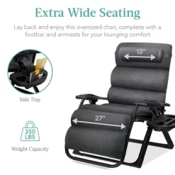 Best Choice Products Oversized Zero Gravity Chair, Folding Recliner W/ Removable Cushion, Side Tray -Outdoor Comfort Deals Store GUEST defda8ae 6106 4e4a b65a 63ab693872d2