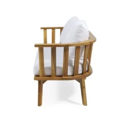 Solano Outdoor Wooden Loveseat With Cushions - White/Teak - Christopher Knight Home -Outdoor Comfort Deals Store GUEST df0cde68 9140 45ca a664 5d63489bbe71