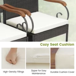 Costway Patio PE Wicker Chairs Acacia Wood Armrests With Soft Zippered Cushion Garden -Outdoor Comfort Deals Store GUEST df72b79b 0a39 4683 8370 eefbff81751c