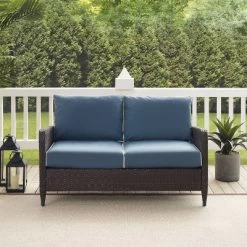Kiawah Outdoor Wicker Loveseat Blue - Crosley -Outdoor Comfort Deals Store GUEST dfc6c819 a873 458a b89f 158fcaeaecaf