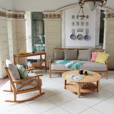 Abbington Teak Daybed With Cushion - Beige - Cambridge Casual 7 Abbington Teak Daybed With Cushion - Beige - Cambridge Casual - Image 7