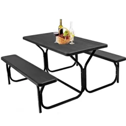 Costway Picnic Table Bench Set Outdoor Backyard Patio Garden Party Dining All Weather Black -Outdoor Comfort Deals Store GUEST e0455aa3 bb07 4601 a095 8fc3e0da1975