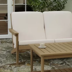 Merrick Lane All-Weather Poly Resin Wood Adirondack Style Deep Seat Patio Loveseat With Cushions -Outdoor Comfort Deals Store GUEST e057ef8c 4a3d 4690 a096 948184c56392