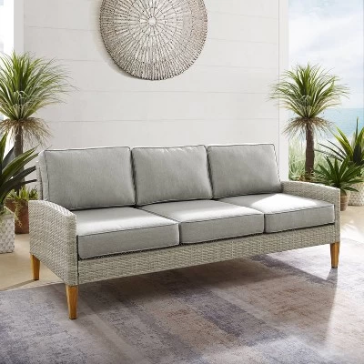 Capella Outdoor Wicker Sofa - Gray/Acorn - Crosley 4 Capella Outdoor Wicker Sofa - Gray/Acorn - Crosley - Image 4