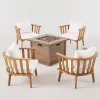 Walson 5pc Acacia Wood Club Chairs And Fire Pit Set Teak And Brown - Christopher Knight Home