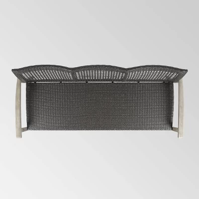 Hampton Wood & Wicker Sofa - Light Gray/Black - Christopher Knight Home 5 Hampton Wood & Wicker Sofa - Light Gray/Black - Christopher Knight Home - Image 5