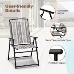 Costway 2pcs Patio Folding Sling Chairs Dining Armrest Backrest Outdoor Portable -Outdoor Comfort Deals Store GUEST e2fc4883 af65 411f 96a2 0dc4e15d0b6d