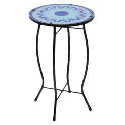 Northlight 19" Blue Sun Mosaic Glass Patio Side Table -Outdoor Comfort Deals Store GUEST e3051990 7d01 455c a8fb 81419d8e09f0
