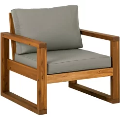 Galia 2pc Square Leg Acacia Wood Chair And Ottoman With Cushions - Brown - Saracina Home -Outdoor Comfort Deals Store GUEST e3544ee1 e5c9 4f6c b025 29e63fe8a004