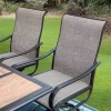 7pc Patio Dining Set With Faux Steel Table & 360 Swivel Sing Arm Chairs - Captiva Designs