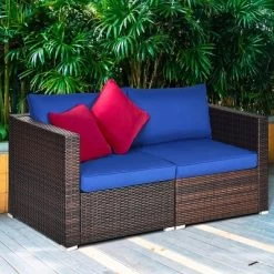 Costway 4PCS Patio Rattan Corner Sofa Sectional Furniture Set Navy Cushion 12 Costway 4PCS Patio Rattan Corner Sofa Sectional Furniture Set Navy Cushion -Outdoor Comfort Deals Store GUEST e3f46555 a5a5 4458 8019 cfb9d3a378e9 1