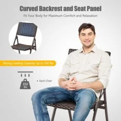 Tangkula 2 PCS Outdoor Rattan Folding Dining Chairs Patio Wicker Portable Chairs For Balcony Garden Lawn Brown -Outdoor Comfort Deals Store GUEST e4299932 0598 4123 a898 9b5c7b87a4a8