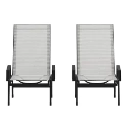 Emma And Oliver Set Of 2 Textilene Adjustable 5 Position Patio Chaise Lounge With Armrests And Metal Frame -Outdoor Comfort Deals Store GUEST e4c13073 dec5 4106 ad9f e8bda0158503