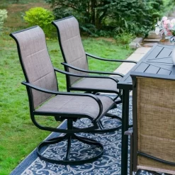 7pc Outdoor Dining Set With Padded Swivel Chairs & Metal Rectangle Table With Umbrella Hole - Gray - Captiva Hole -Outdoor Comfort Deals Store GUEST e4f7c521 088d 4dd7 8f5b 398cb02c6c22