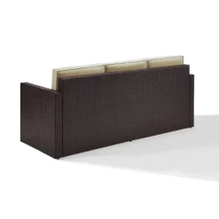 Palm Harbor Outdoor Wicker Sofa In Brown With Sand Cushions - Crosley -Outdoor Comfort Deals Store GUEST e54f7b81 e034 4fd4 a762 c31aee4c1376