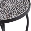 Teal Island Designs Modern Black Round Outdoor Accent Side Tables 14" Wide Set Of 2 Free-Form Mosaic Tabletop Front Porch Patio Home House