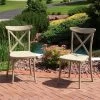Sunnydaze Decor Sunnydaze Crossback Design Plastic All-Weather Commercial-Grade Bellemead Indoor/Outdoor Patio Dining Chair, Tan, 2pk