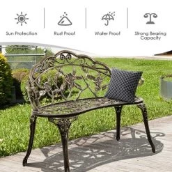 Costway Outdoor Garden Bench Chair Loveseat Cast Aluminum Patio Antique Rose -Outdoor Comfort Deals Store GUEST e65d12c3 4d20 4fc9 a6bf dcb4f30dc963