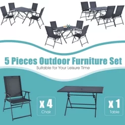 Costway 5 PCS Patio Dining Furniture Set Armchairs Folding Table No Assembly -Outdoor Comfort Deals Store GUEST e6f43a2f 0249 43f4 a8b1 56b1946eb67f