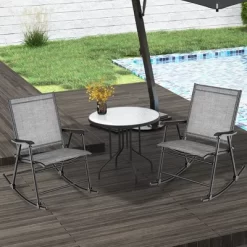 Costway 2pcs Patio Folding Rocking Chair Heavy-Duty Metal Frame Rockers Outdoor -Outdoor Comfort Deals Store GUEST e6f59acb f840 447a 885c 8b990e3eb9ae