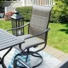 Patio Set With Steel Table With 1.57" Umbrella Hole & 360 Swivel Sling Arm Chairs - Captiva Designs