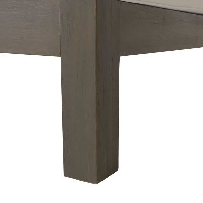 2pc Brava Outdoor Acacia Wood Left Arm Loveseat & Coffee Table With Cushion Gray/White - Christopher Knight Home 1 2pc Brava Outdoor Acacia Wood Left Arm Loveseat & Coffee Table With Cushion Gray/White - Christopher Knight Home