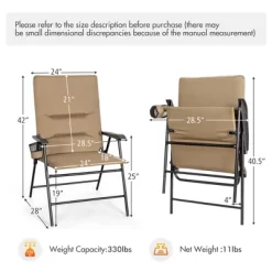 Costway Patio Padded Folding Portable Chair Camping Dining Outdoor Beach Chair GreyBrown -Outdoor Comfort Deals Store GUEST e79d35f7 c19c 4c6e 9117 2f089548f299