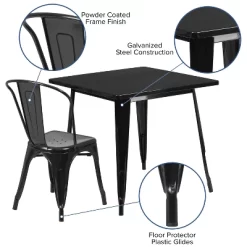 Flash Furniture Commercial Grade 31.5" Square Metal Indoor-Outdoor Table Set With 4 Stack Chairs 23 Flash Furniture Commercial Grade 31.5" Square Metal Indoor-Outdoor Table Set With 4 Stack Chairs -Outdoor Comfort Deals Store GUEST e93d8cb7 7a0d 470f 8d34 face25b0f797