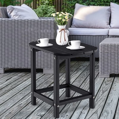 Costway 18'' Patio Adirondack Side Table Weather Resistant HDPE Garden Grey/Black 4 Costway 18'' Patio Adirondack Side Table Weather Resistant HDPE Garden Grey/Black - Image 4