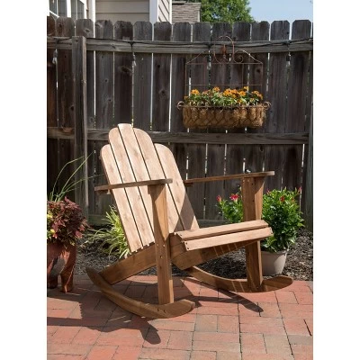 Outdoor Acacia Wood Adirondack Rocker Acorn Finish - Linon 5 Outdoor Acacia Wood Adirondack Rocker Acorn Finish - Linon - Image 5